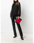 embossed logo colour block clutch