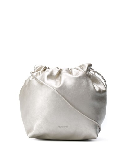 metallic leather bucket bag