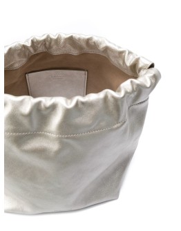 metallic leather bucket bag