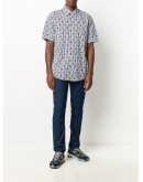 feather-print striped shirt