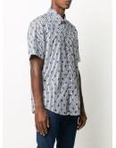 feather-print striped shirt
