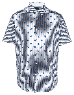feather-print striped shirt