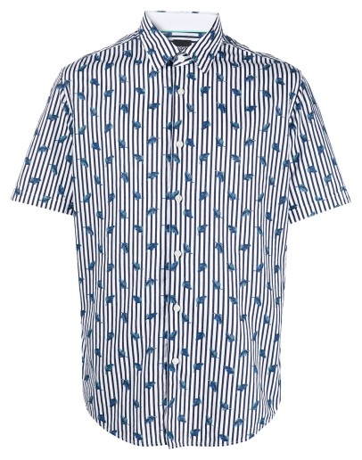 feather-print striped shirt