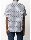 feather-print striped shirt