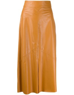 leather-effect midi skirt
