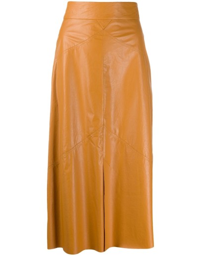 leather-effect midi skirt