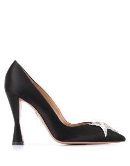 pointed satin pumps