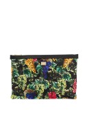 grape print clutch
