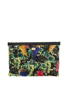 grape print clutch