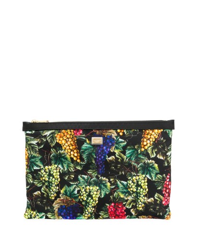 grape print clutch
