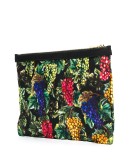 grape print clutch