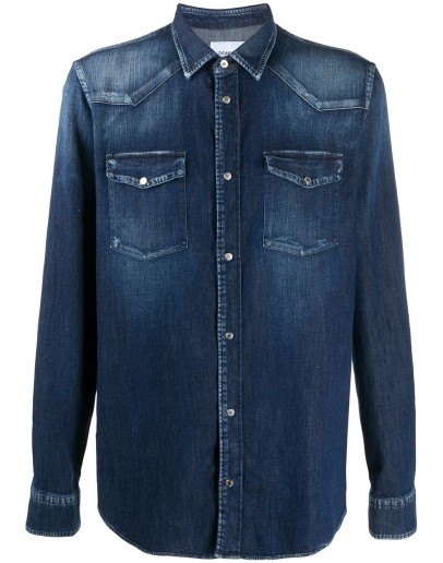curved hem flap pocket shirt