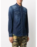 curved hem flap pocket shirt