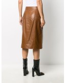 A-line leather midi-skirt