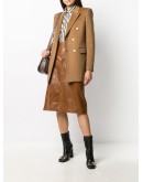 A-line leather midi-skirt