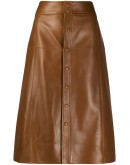 A-line leather midi-skirt