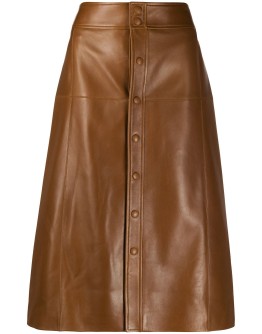 A-line leather midi-skirt