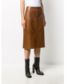 A-line leather midi-skirt