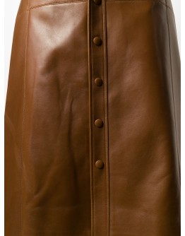 A-line leather midi-skirt
