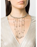 rhinestone-embellished fringed necklace