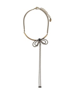 rhinestone-embellished bow necklace