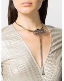 rhinestone-embellished bow necklace