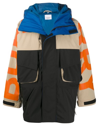 logo print colour-block technical twill jacket