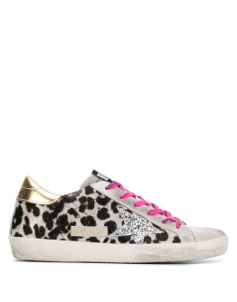 leopard print lace-up trainers