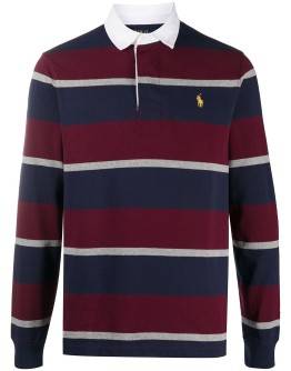 striped print polo shirt