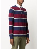 striped print polo shirt