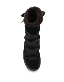 suede flat chunky sole lace-up boots