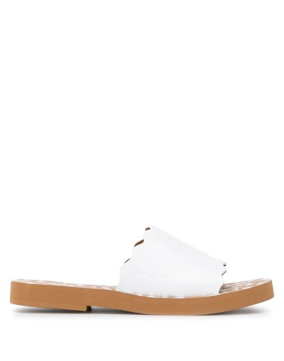 logo print scalloped edge slides