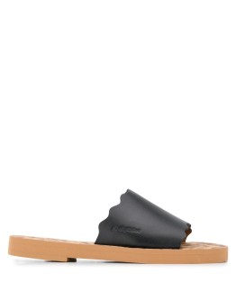 scalloped leather flats