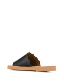 scalloped leather flats