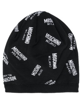 logo print wool beanie