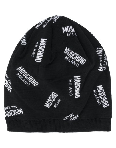 logo print wool beanie