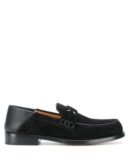 four-stitch folding-heel suede loafers