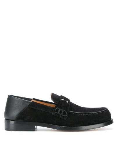 four-stitch folding-heel suede loafers