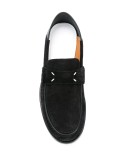 four-stitch folding-heel suede loafers