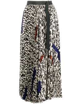script print pleated skirt 