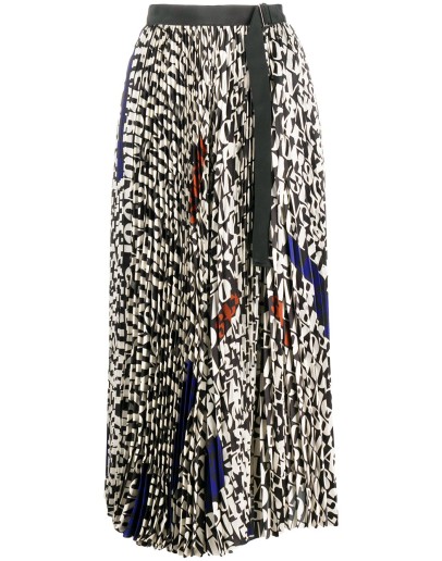 script print pleated skirt 