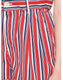 striped gathered denim shorts