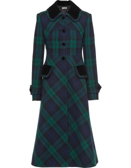 single-breasted tartan coat