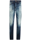 straight-leg faded jeans