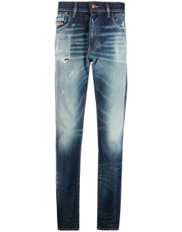 straight-leg faded jeans