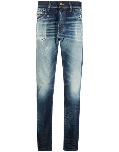 straight-leg faded jeans