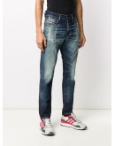straight-leg faded jeans