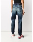 straight-leg faded jeans