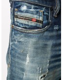 straight-leg faded jeans