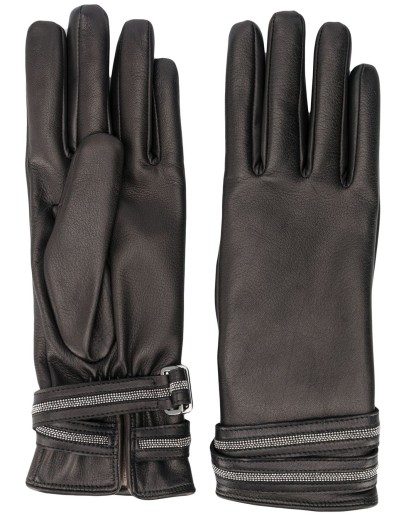studded strap leather gloves